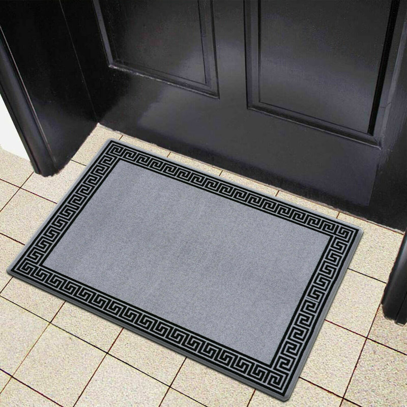 Fougeres Non-Slip Indoor Doormat, Rectangle W40 x L60 cm, Grey/Black