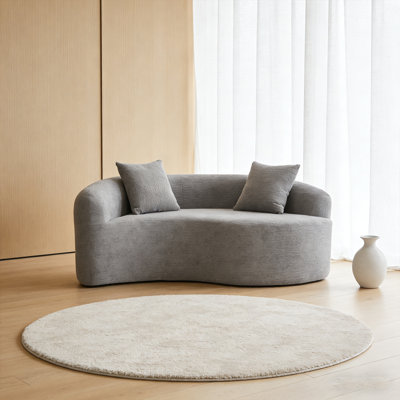 66.9"L Full Compression Sponge Loveseat, S-Curved Dual-Depth Sofa, Modular for Small Spaces , Chenille