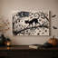 Art mural sur toile d'Halloween, chat noir avec yeux rouges sur une branche-838984753