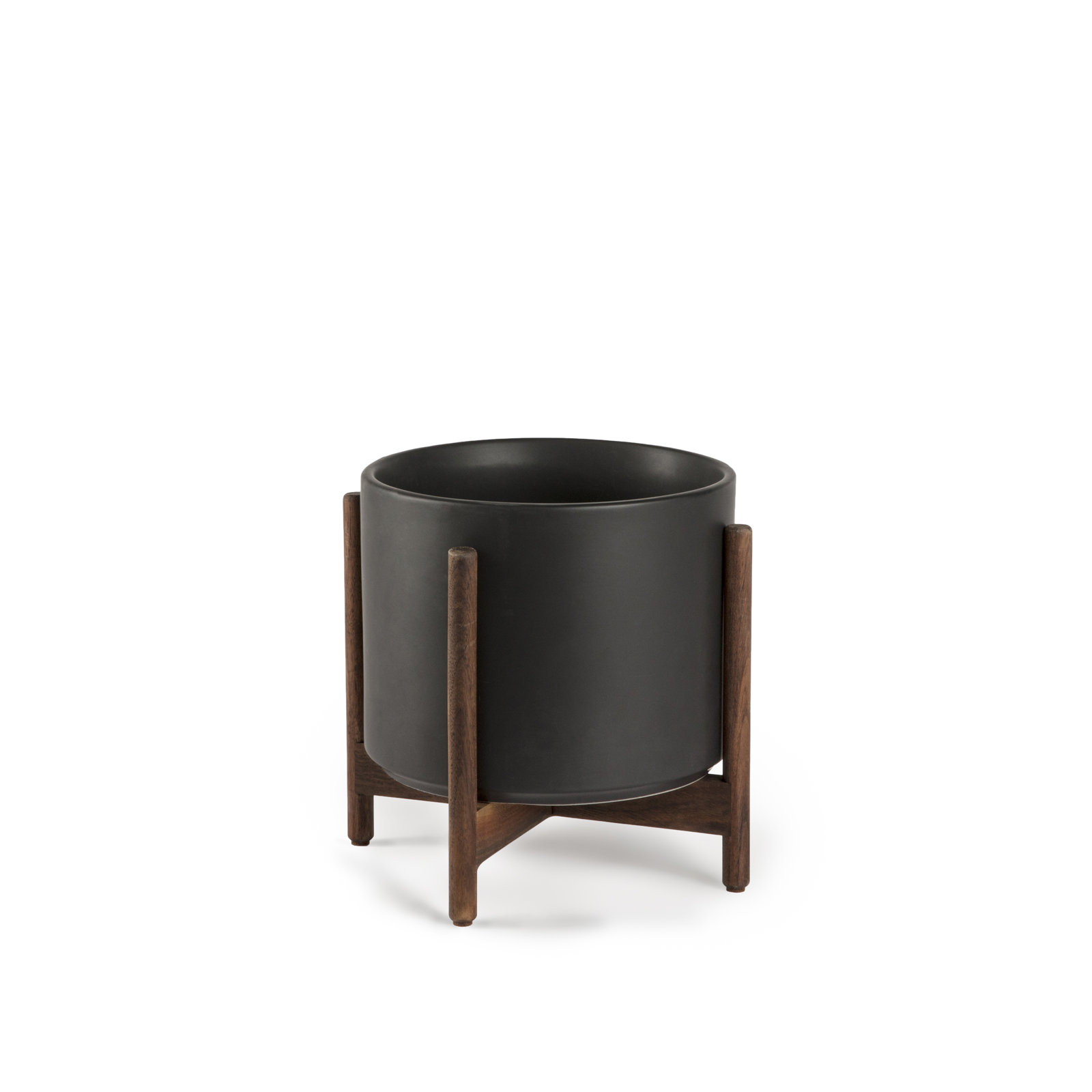 8.75" H x 9.5" W x 9.5" D, Black/Darkened Teak