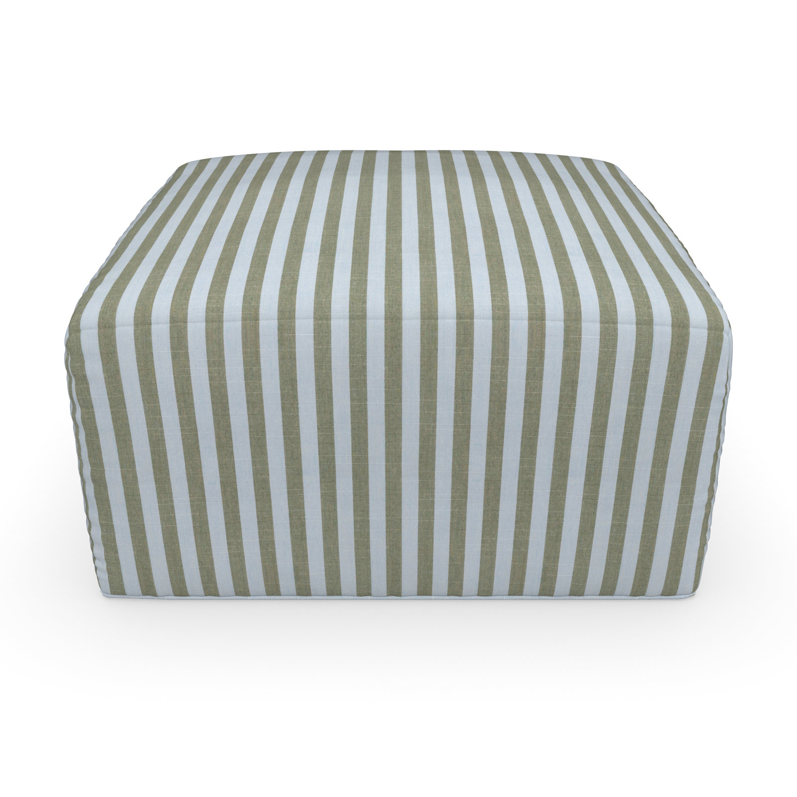 Praia Sunbrella® Outdoor Ottoman, 16" H x 29" W x 29" D, Sail Away Aloe Striped Sunbrella®