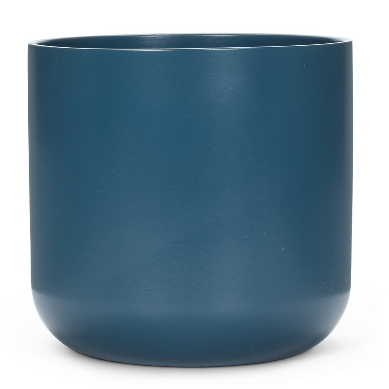 Ceramic Cachepot, 9" H x 9" W x 9" D, Dark Blue