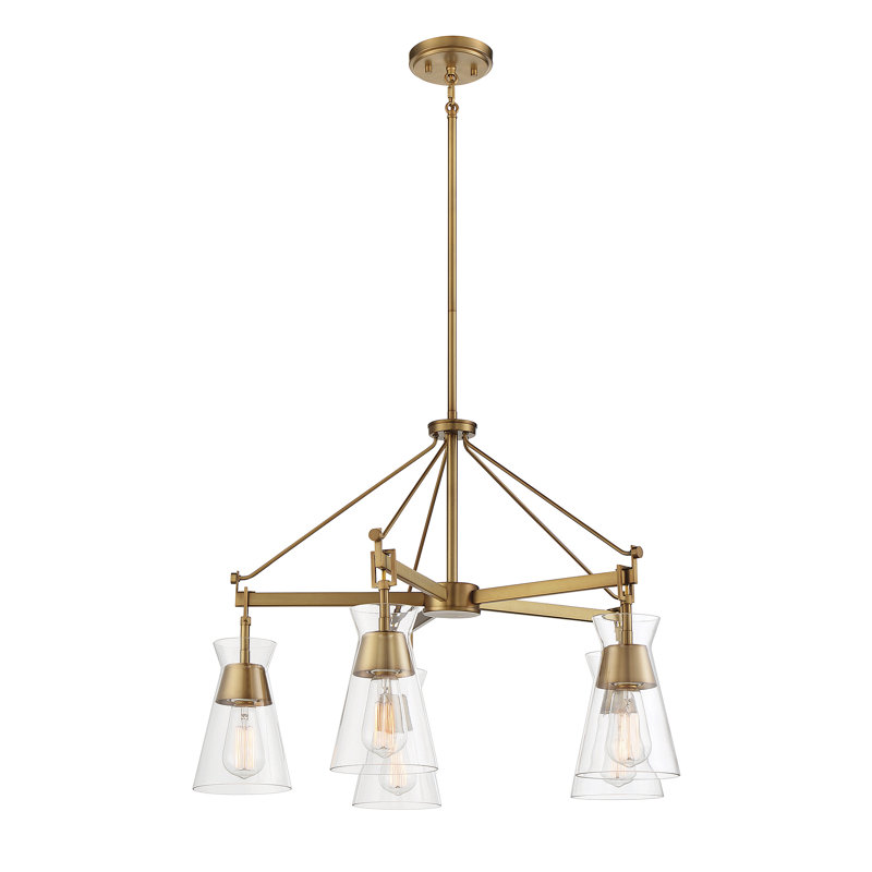 Lustre 5 lumières en laiton chaud Savoy House Lakewood, Laiton