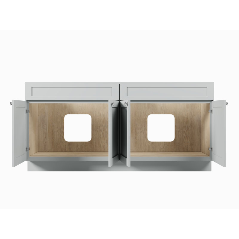 Disar 72" Double Bathroom Vanity Base Only, Gray