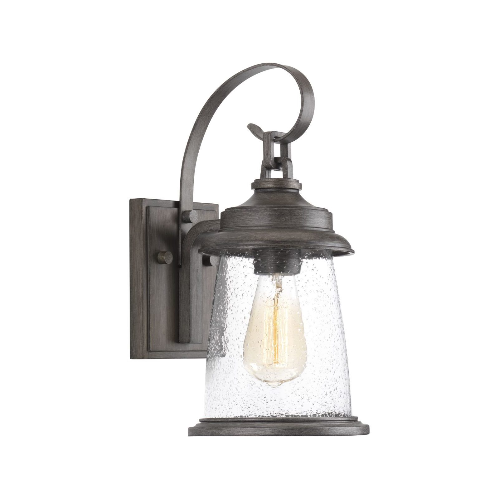 Single Light Bell Outdoor Wall Light, 14.25" H x 7" W x 9" D, Antique Pewter