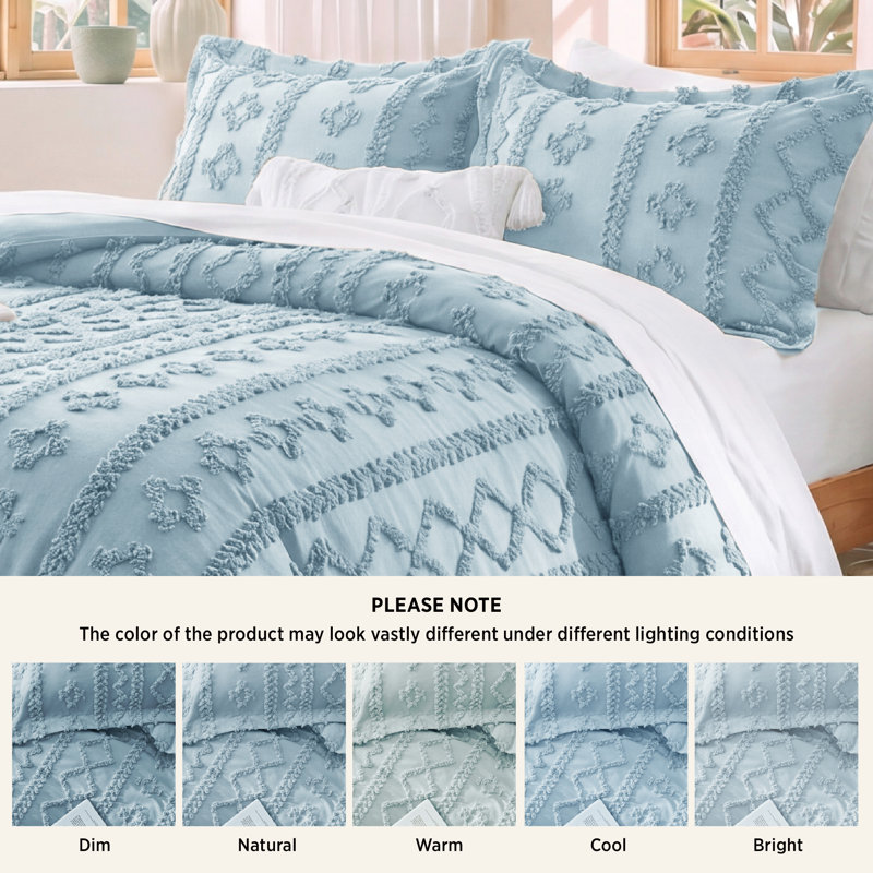 Ensemble d'édredon en microfibre toutes saisons, Édredon pour grand lit + 2 taies décoratives, Dusty Blue