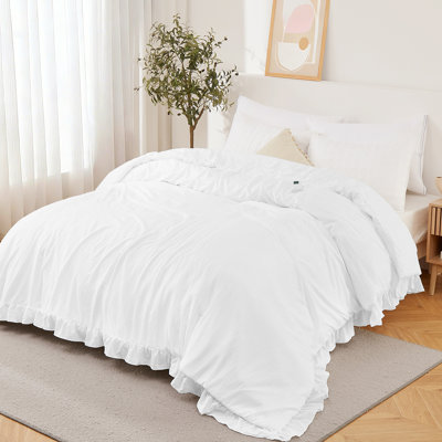 Couverture pour lit très chaud GarveeHome - chauffage rapide, 6 niveaux de chaleur, contrôleur LCD sans fil, protection contre la surchauffe - housse à volants blanche, 90 x 104 pouces