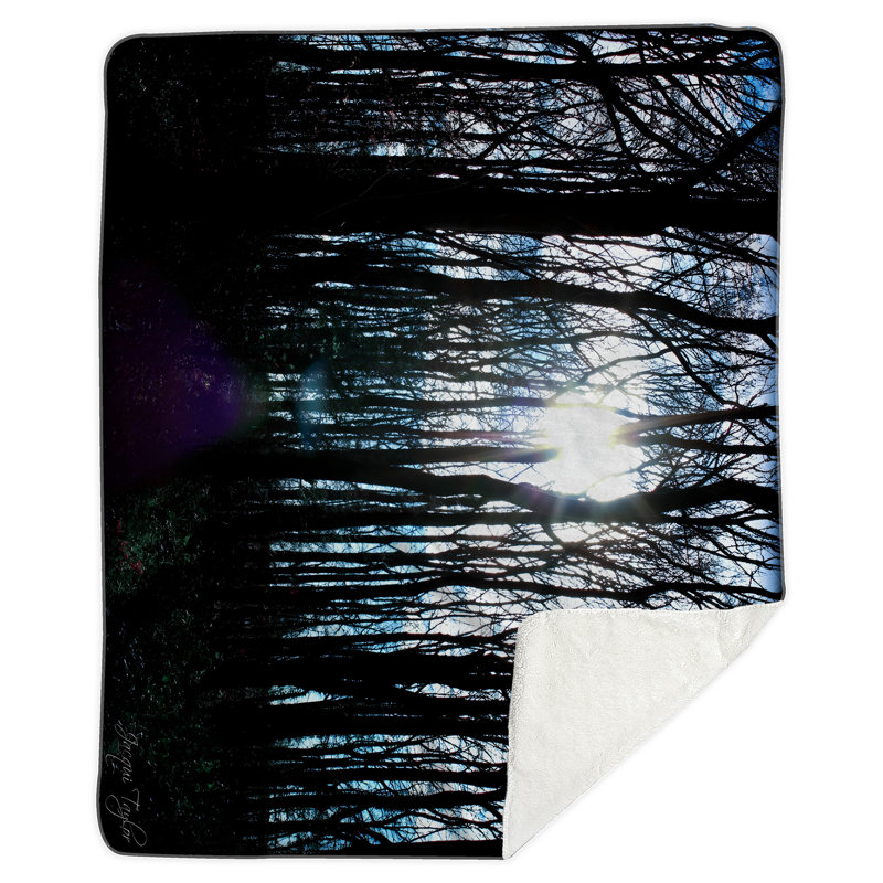 Silhouette Trees Beach Medium Sherpa Blanket, 30" W x 40" L
