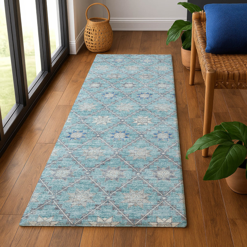 Premium Machine Washable Xamiera AMF1858 Lattice Rug, Runner 2'3" x 7'6"
