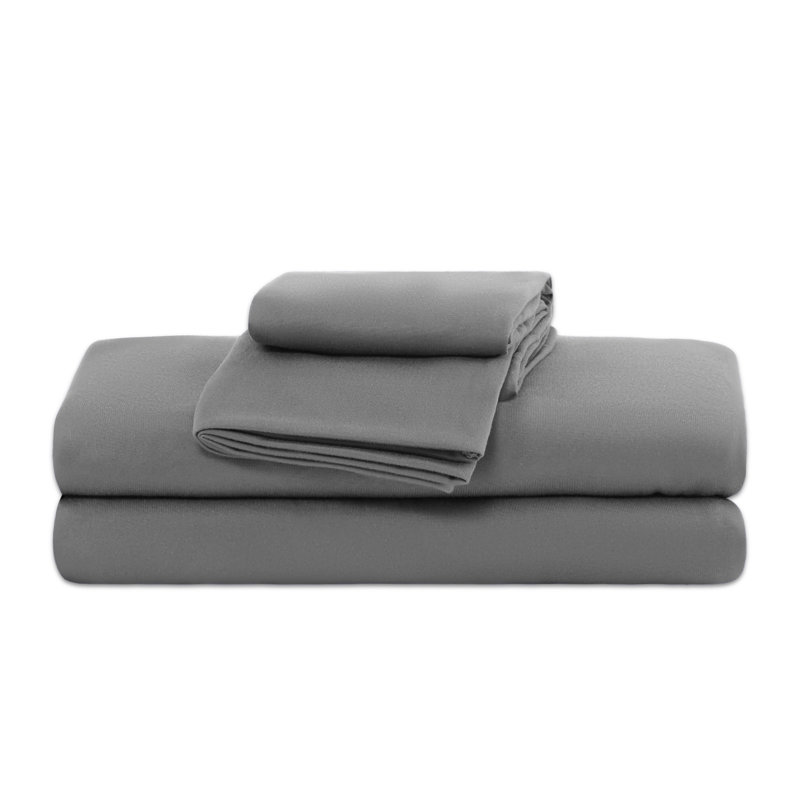 Solid Jersey Knit Sheet Set, Full Sheet Set with 4 additional pieces, Gray