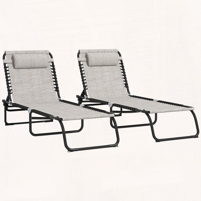 Ensemble de chaises longues 2 pièces avec siège inclinable et inclinable à 4 positions