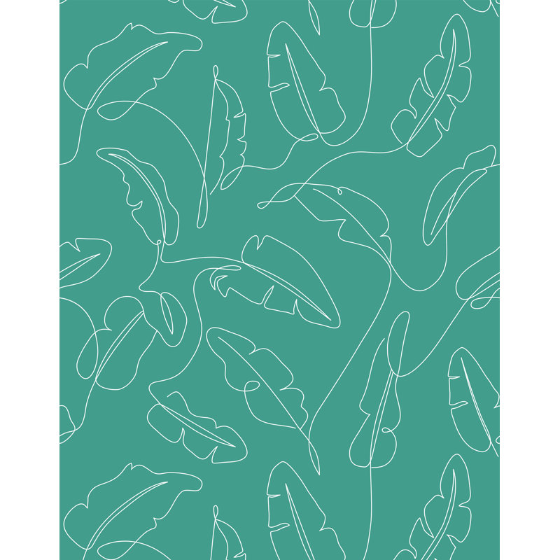 7m x 75cm Matte Minimal Line Tropical Wallpaper Roll, Green