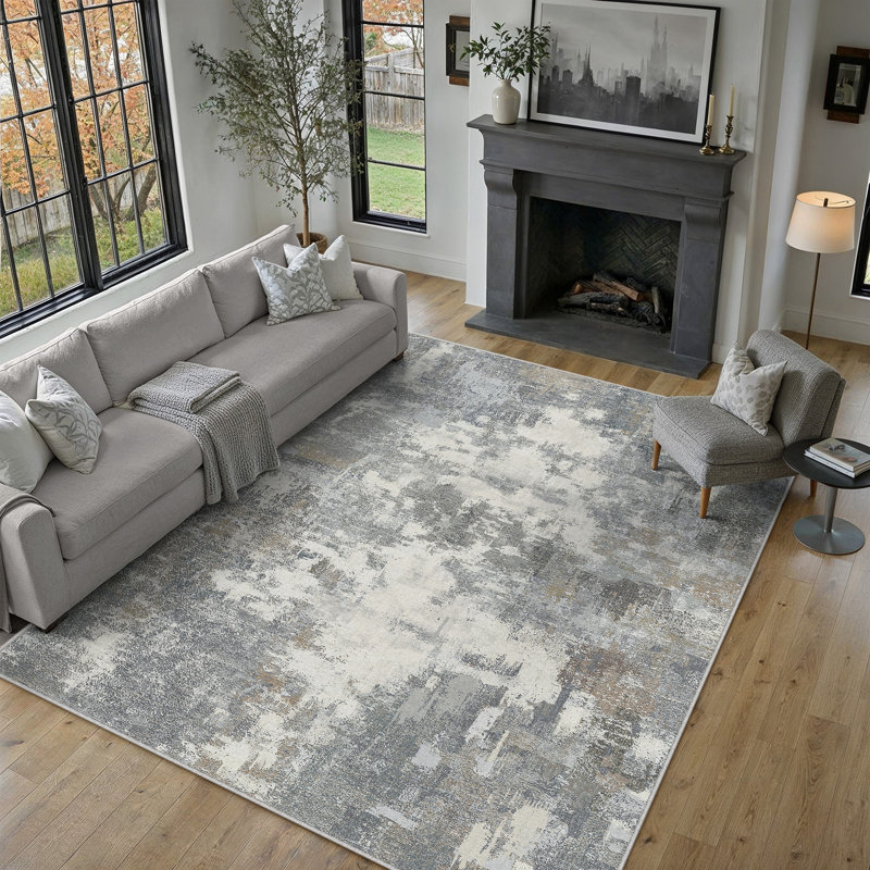 Tapis abstrait moderne Arden, Blue, Rectangle 8'6" x 11'6"