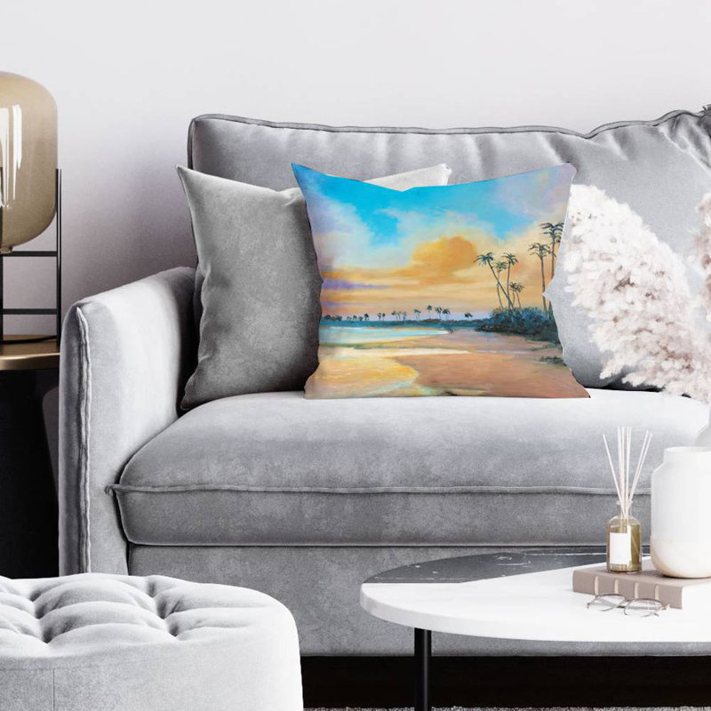 Sunset by the sea - 16"x16" Throw pillow - Poly twill - Print on demand