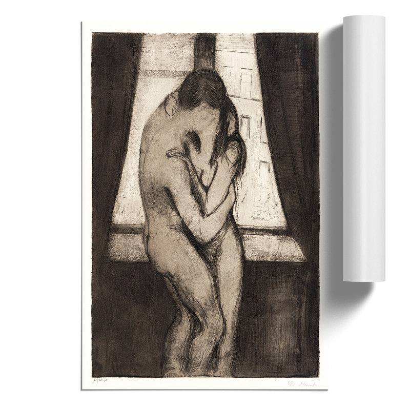 The Kiss Vol.1 by Edvard Munch - No Frame Painting, 59cm H x 42cm W x 0.1cm D