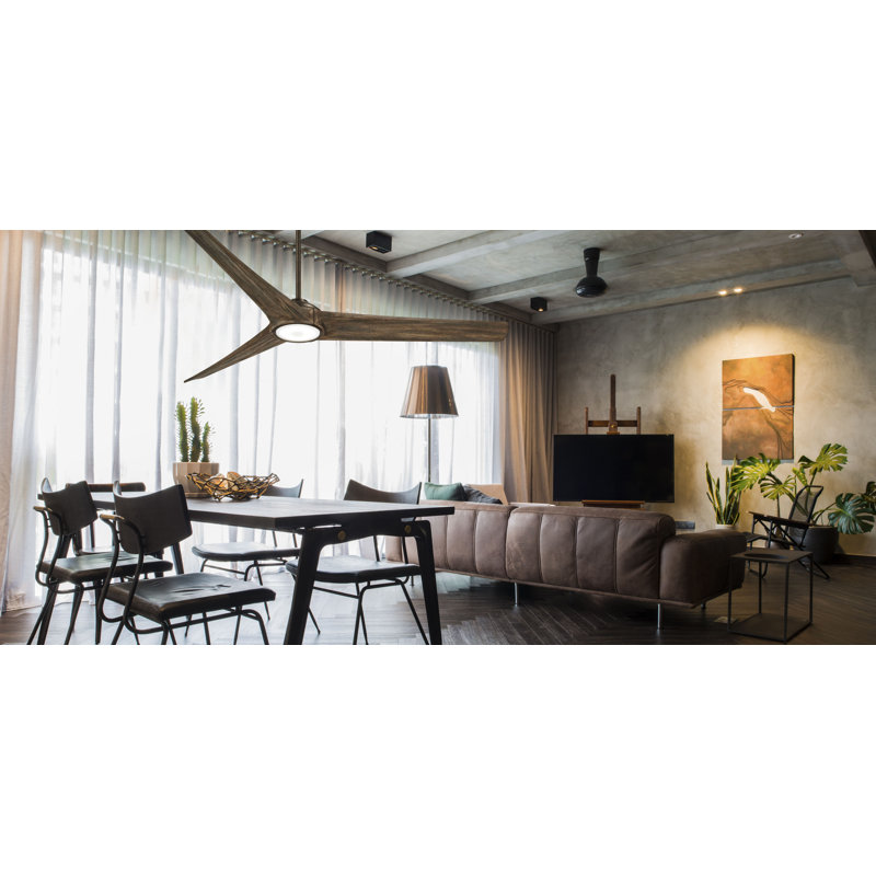 84" Timber 3-Blade LED Propeller Ceiling Fan with Remote Control and Light Kit Included, Aged Boardwalk