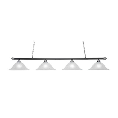 Oxford 4 Light Bar Shown In Chrome & Matte Black Finish With 16" White Marble Glass