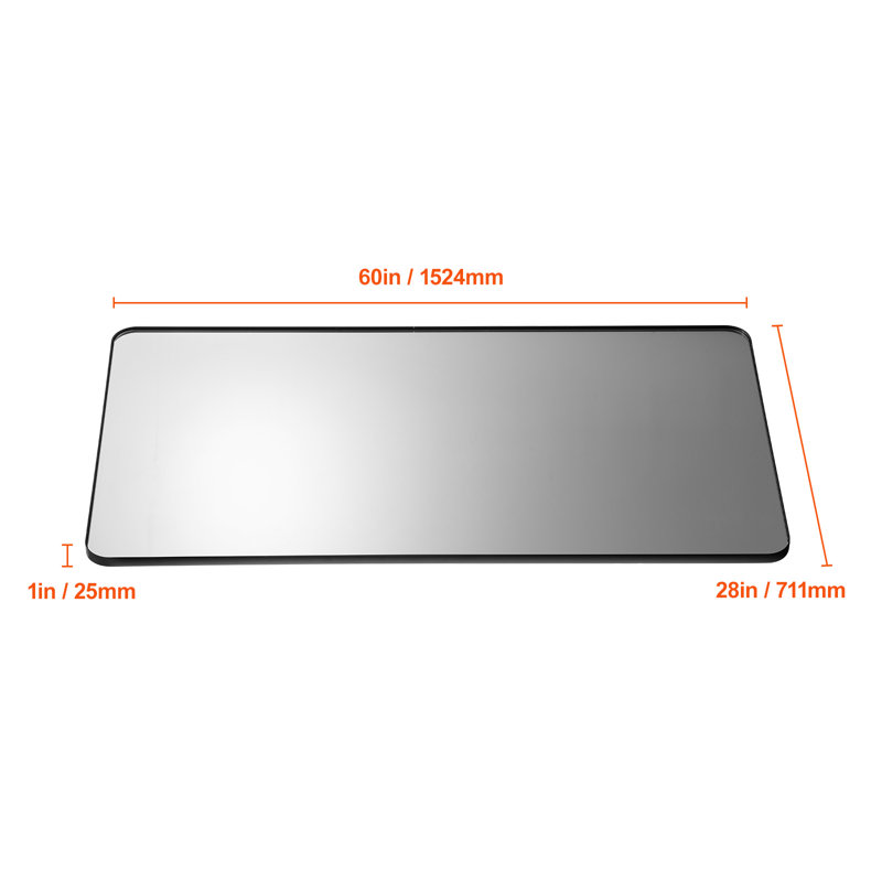 Miroir carré carré avec cadre en alliage d'aluminium, 28 po x 60 po, Noir