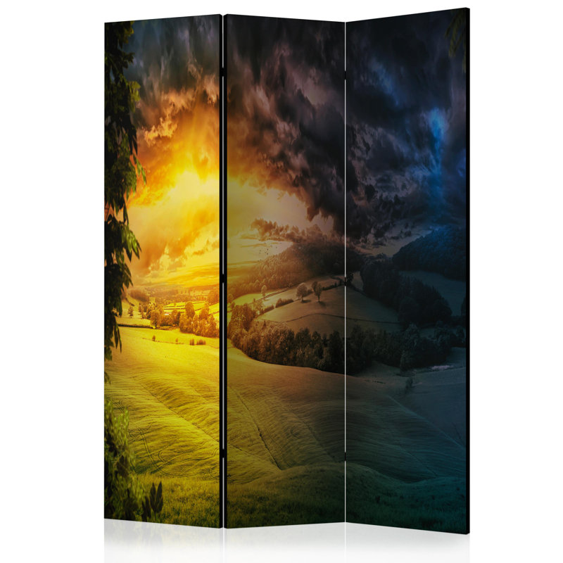 Guinnevere 135 cm W x 172 cm H 3 - Panel Solid Wood Folding Room Divider