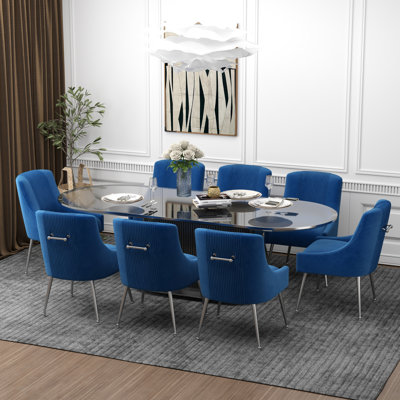 Chaise d'appoint rembourrée en velours Farr avec pieds argentés Farr