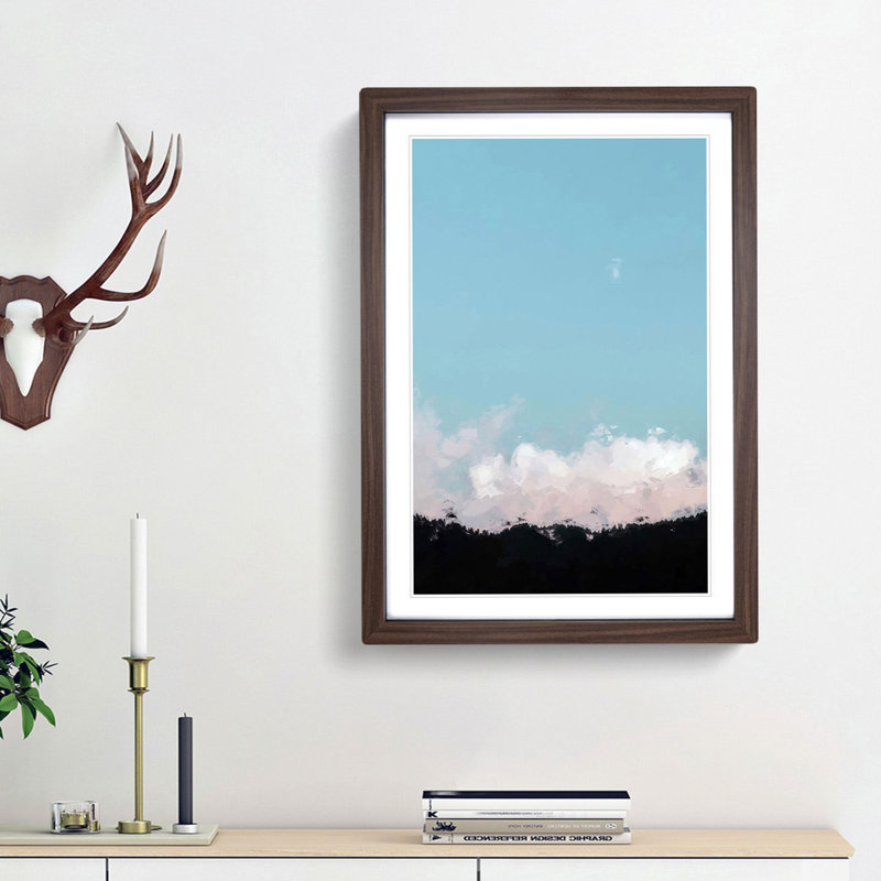 Forest Moon in Italy in Abstract - Picture Frame Graphic Art Print, 36cm H x 27cm W x 2cm D, Walnut Framed