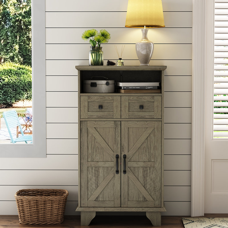 Rangement autoportant pour salle de bain de 41 po de hauteur - 2 portes, 2 tiroirs, 24 po de largeur, Blanc, Ensemble de 1