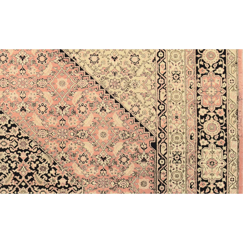 Hand-Knotted High-Quality Rose and Beige Area Rug