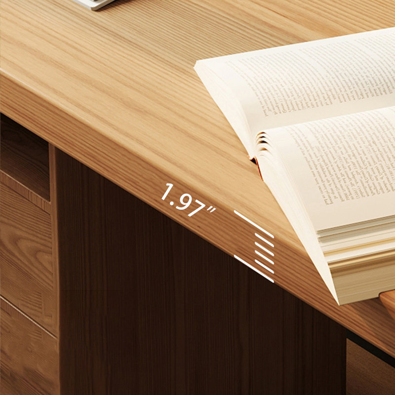 Noyer clair + bureau en bois massif en forme de L noir + fer, Retour à gauche, H 61,02 po x l 70,87 po x P 39,37 po