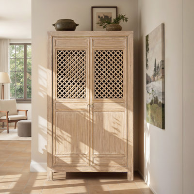Armoire de rangement avec bibliothèque à deux portes en orme récupéré de 83 po de hauteur Arden