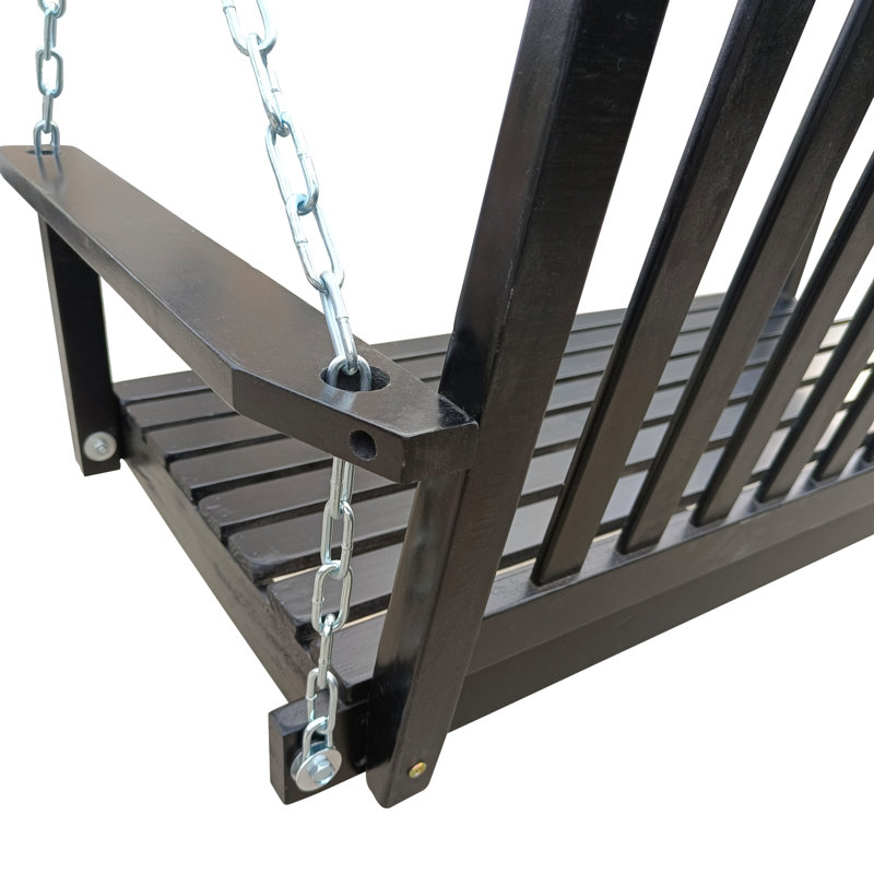 Balancelle avec accoudoirs et chaînes suspendues, Noir