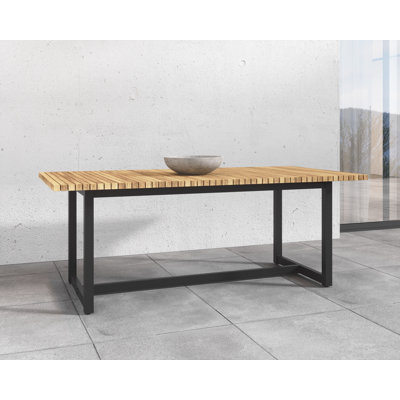 Jassiem Rectangular Metal Extendable Outdoor Dining Table , 104'' in. W 40'' in. D