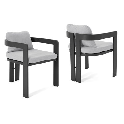 Ensemble de chaises d'extérieur en aluminium pour patio Pula, durable et élégant, avec des coussins gris confortables