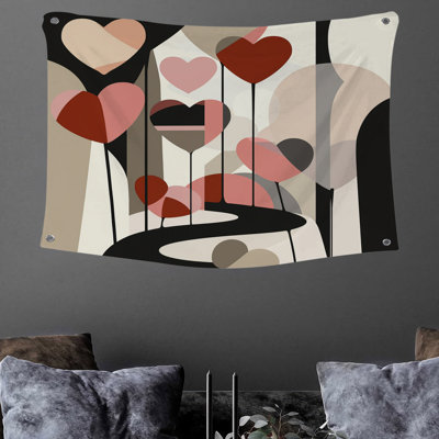 Tapisserie murale «Hearts Path» - Décoration murale romantique