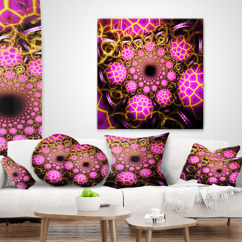 Grand coussin de conception à fleur fractale Abstract, 16 po x 1 po, Coussin décoratif