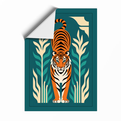 Tiger in Symmetry Art Deco - Framed Print