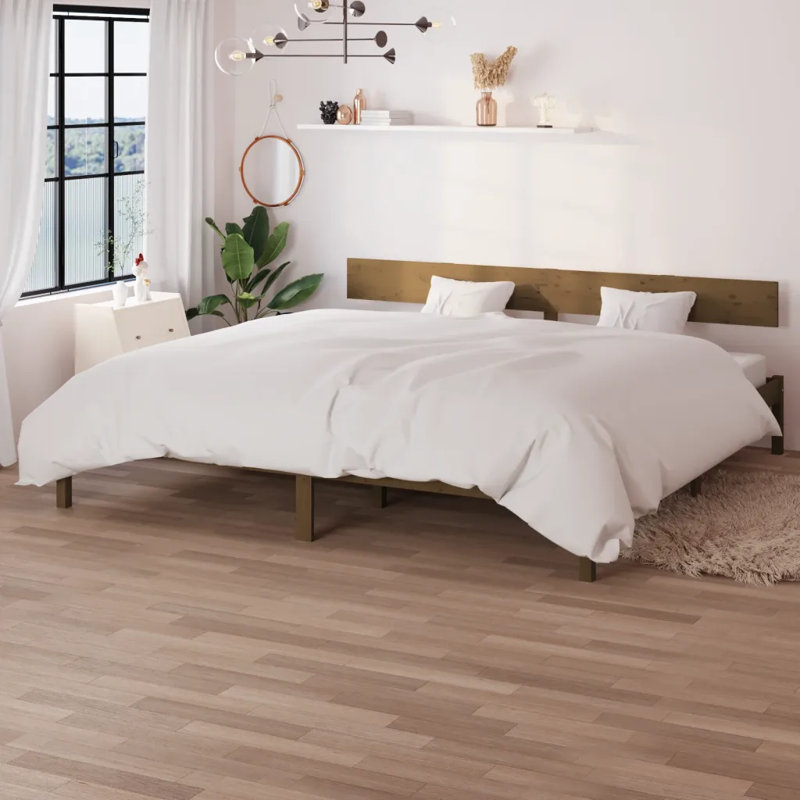 Bed Frame Solid Wood, honey brown, Single (3')