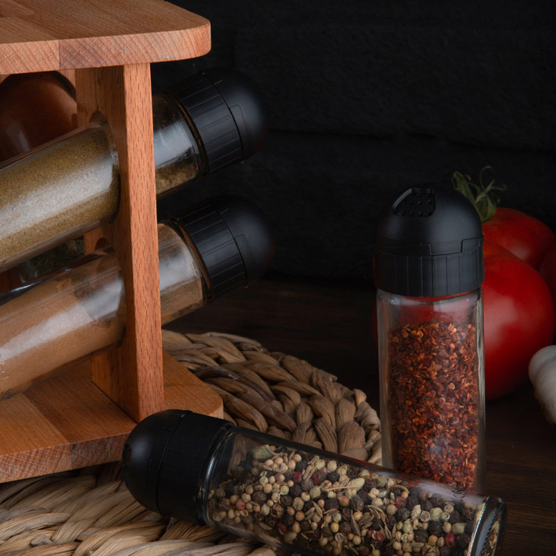 Ensemble de 8 pots et support à épices