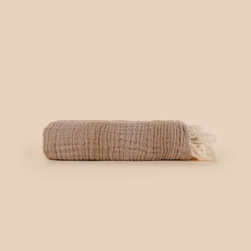 Serviette de plage 100% coton Hanahan, Kaki / beige