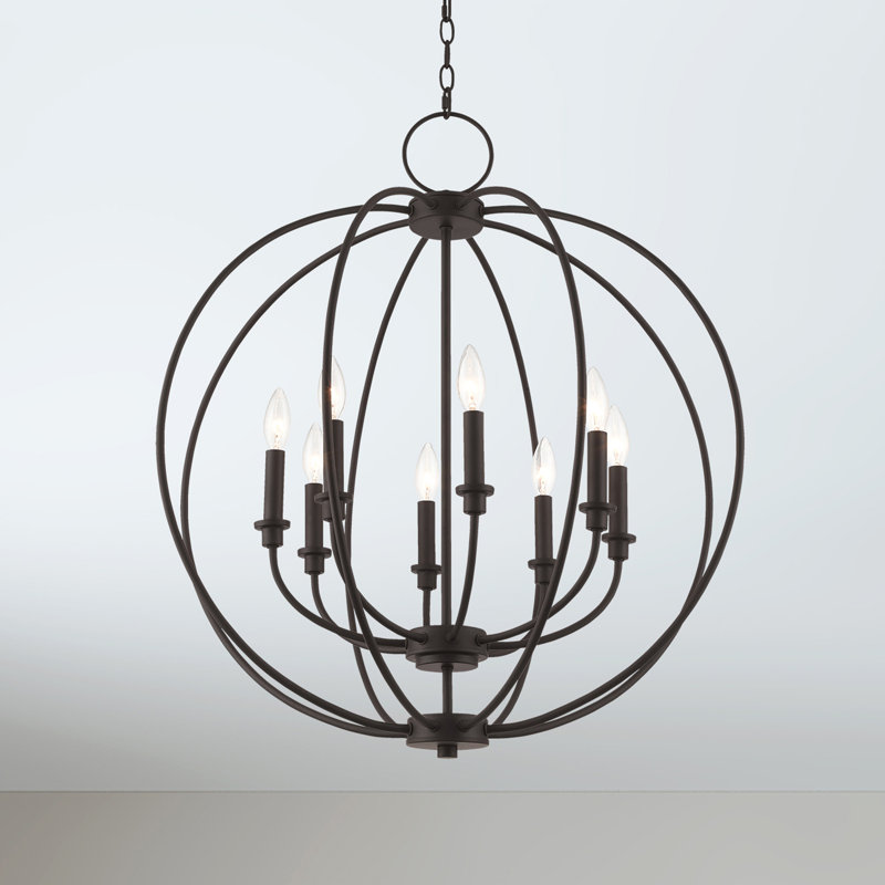 Monona 8 - Light Dimmable Globe Chandelier, Bronze