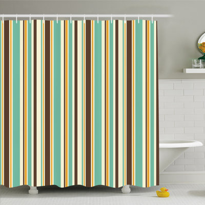 Striped Shower Curtain with Hooks Included