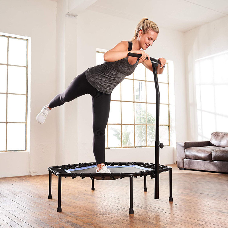 Vivora Hexagon Fitness Trampoline with Handlebar, Black/Blue