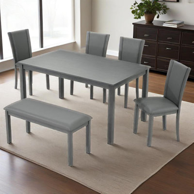 Ensemble de salle à manger rustique 6 pièces avec banc et chaises