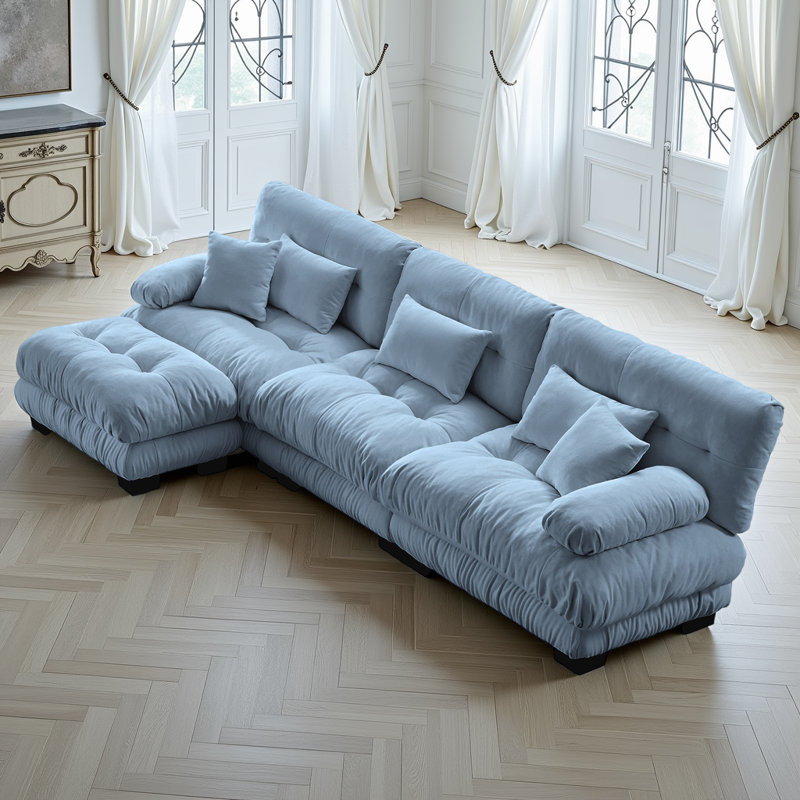 Luxury Modular Sectional Sofa - Oversized L-Shaped Cloud Couch with Ottoman, Chenille, Deep Seat Oversized Living Room Couch