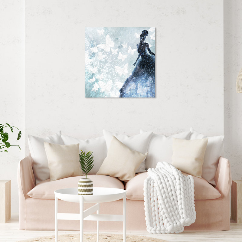 Butterfly Lady Blue - Impression sur toile, H 30 po x l 30 po, Toile tendue