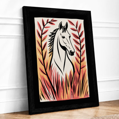 Botanical Horse Portrait Rustic - Framed Print