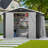 10 Ft. W x 12 Ft. D Galvanized Steel Frame Metal Storage Shed with Dual Lighting (Solar & Handheld) - Black-120836601-112387367