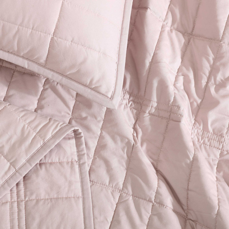 Calvin Klein Washed Percale Cotton Light Grey Queen Quilt Set, Light Gray, Queen Quilt + 2 Standard Pillowcases