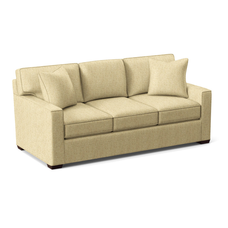 Ellora Upholstered 81'' Sofa, Java Finish, Denim Stripe, 0206-61