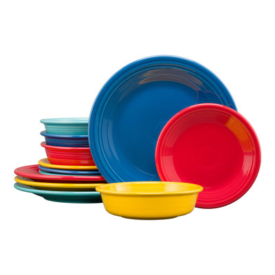 Shop Mixed Sets Fiesta Vibrant Classic Rim 12-Piece Dinnerware Set, Service for 4