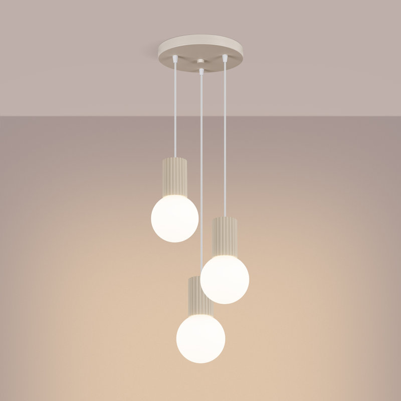 Bernis 3 - Light Brushed Nickel Pendant, Beige